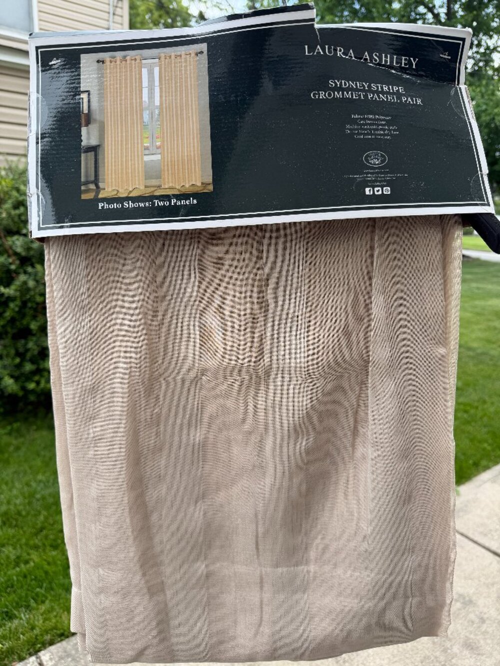 ✨ Laura Ashley Sydney Stripe Grommet Curtain Panel Pair ✨